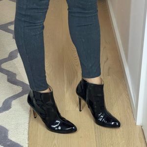 Anne Klein Black Patent Booties Size 11